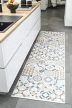 Azulejo - Alfombra de Cocina Interior - Poliéster Estampado - Marrón