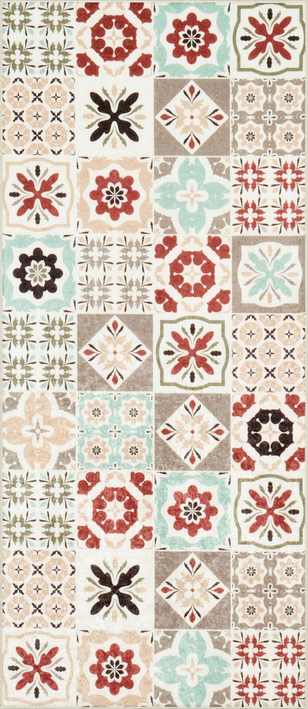 Azulejo - Alfombra de Cocina Interior - Poliéster Estampado - Multicolor