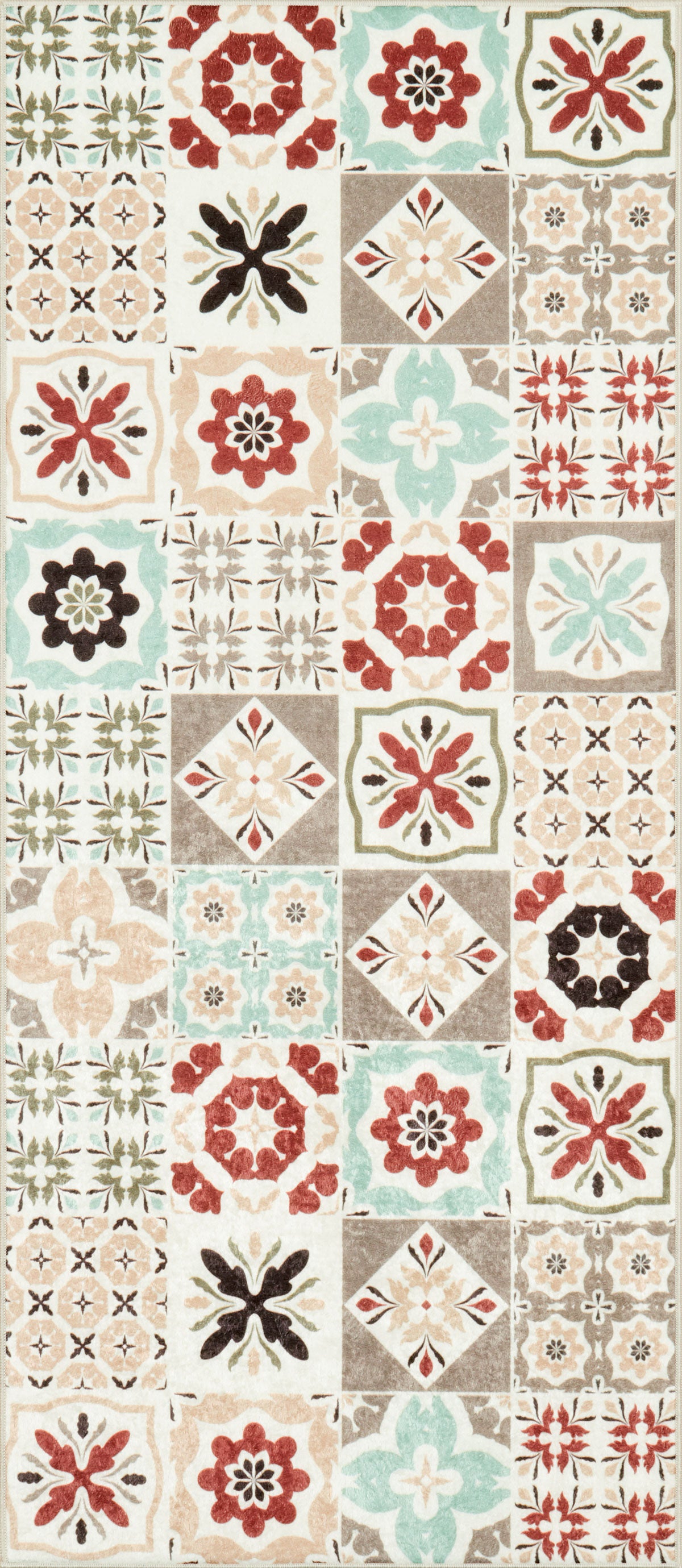 Azulejo - Alfombra de Cocina Interior - Poliéster Estampado - Multicolor