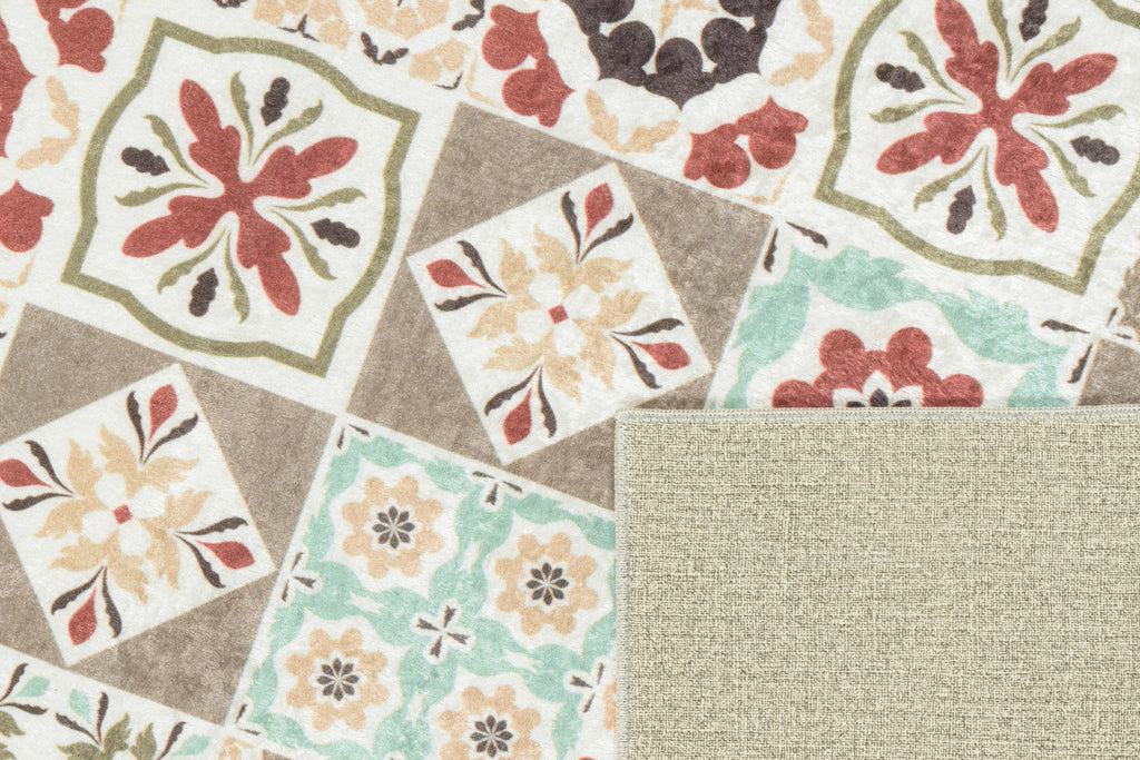 Azulejo - Alfombra de Cocina Interior - Poliéster Estampado - Multicolor