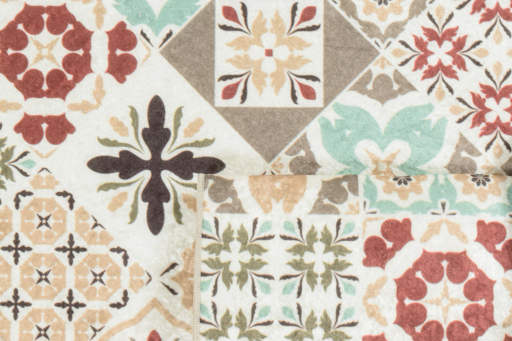 Azulejo - Alfombra de Cocina Interior - Poliéster Estampado - Multicolor