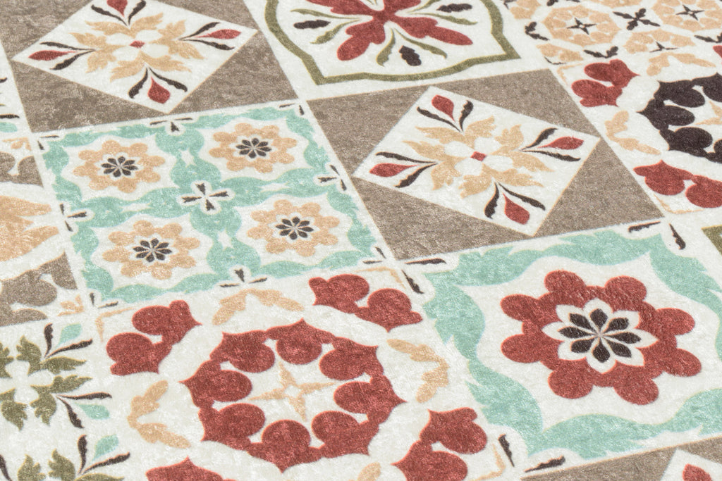 Azulejo - Alfombra de Cocina Interior - Poliéster Estampado - Multicolor