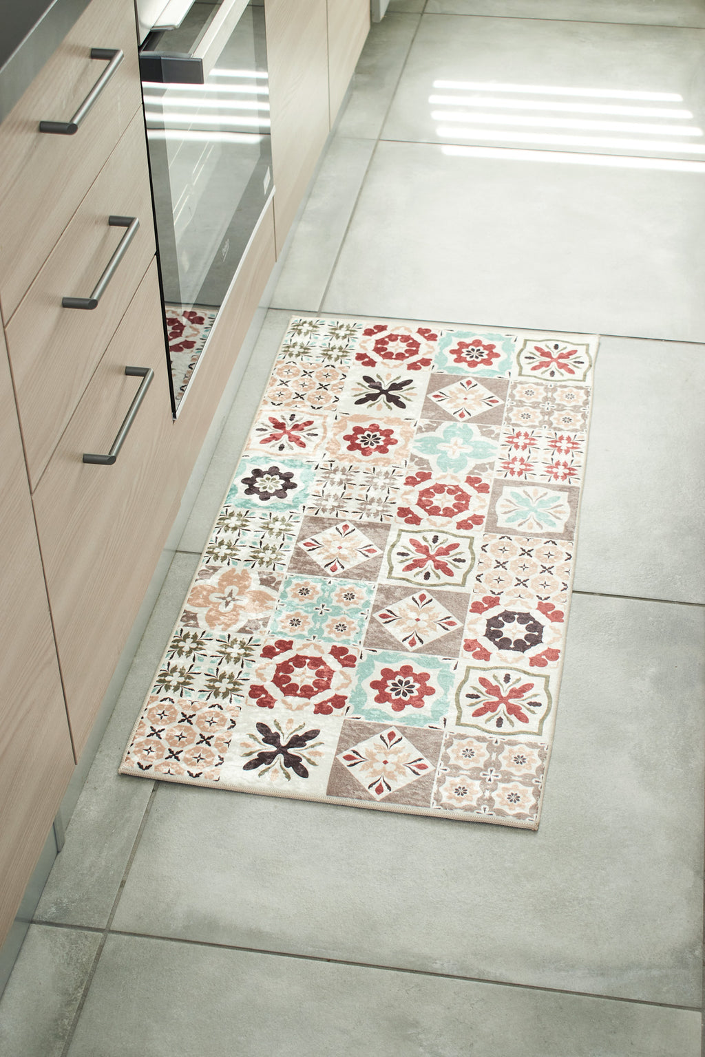 Azulejo - Alfombra de Cocina Interior - Poliéster Estampado - Multicolor