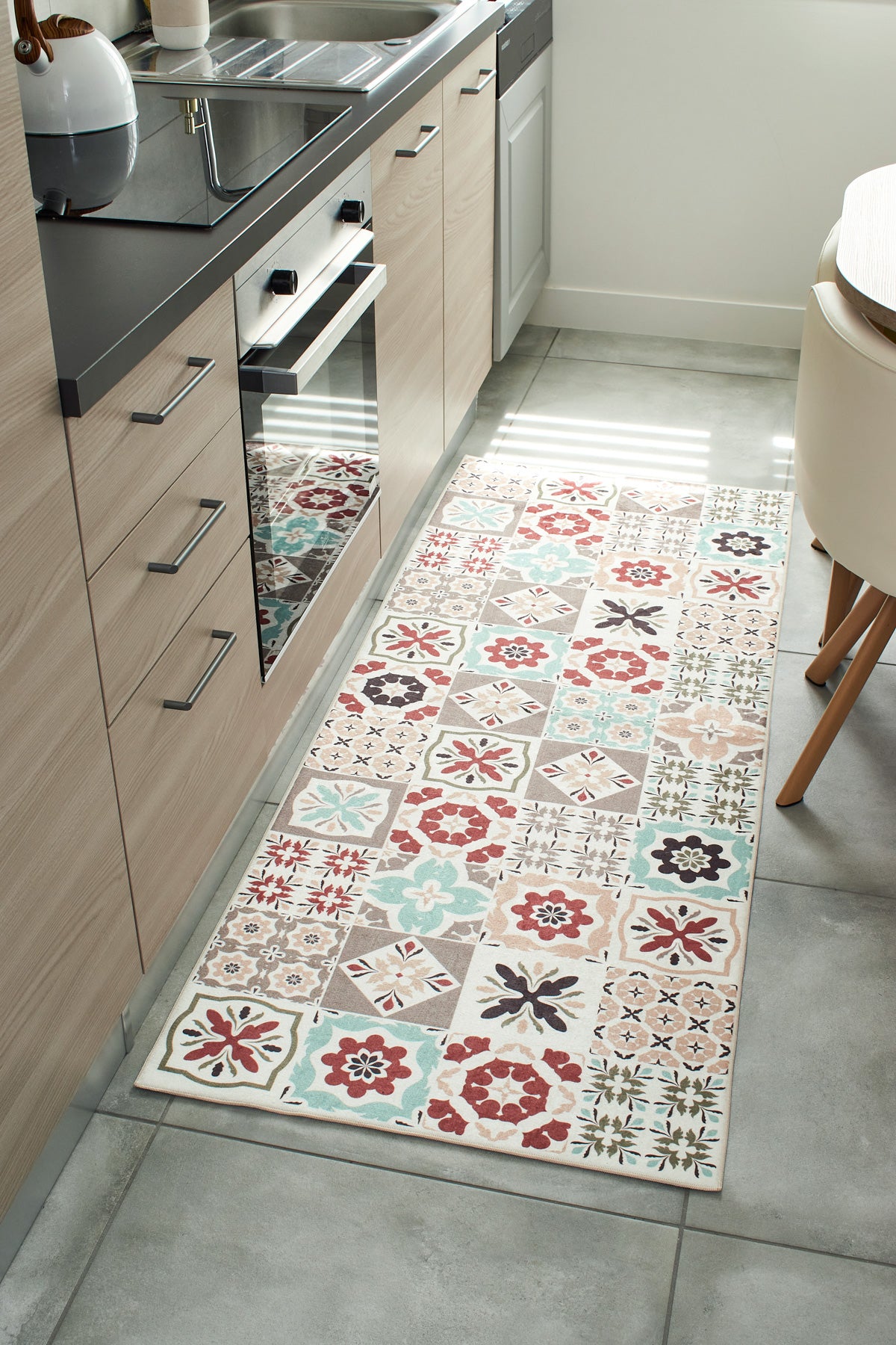 Azulejo - Alfombra de Cocina Interior - Poliéster Estampado - Multicolor