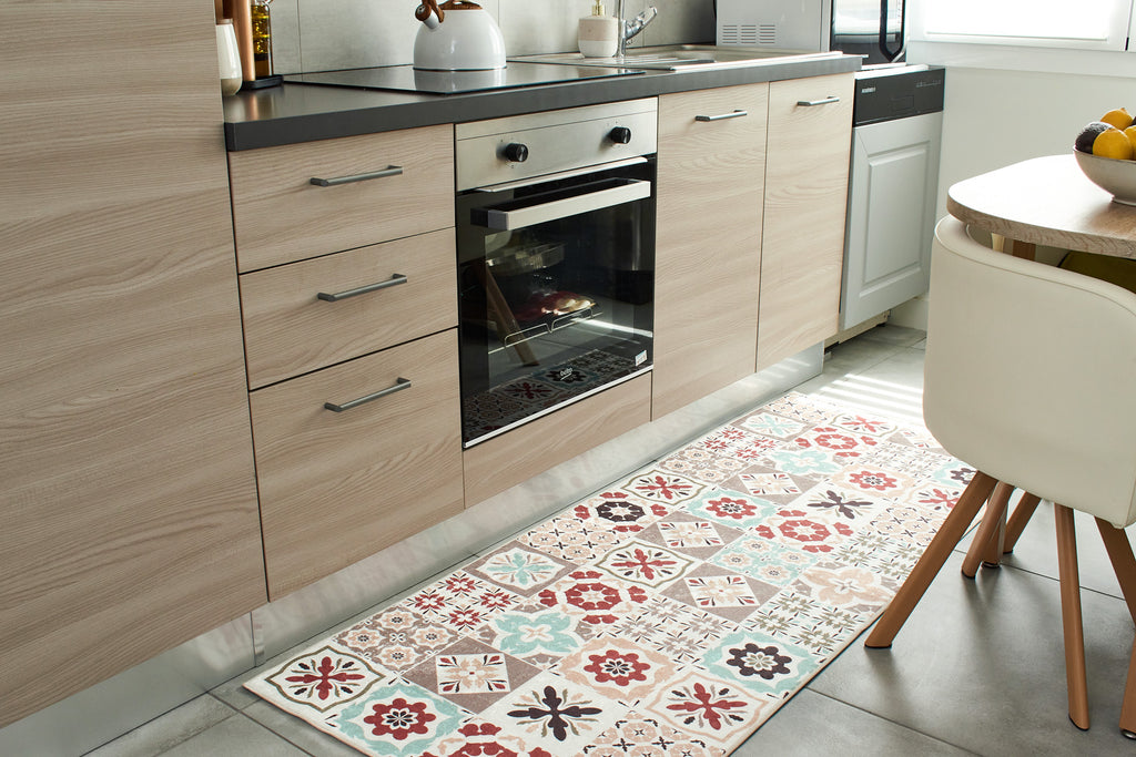 Azulejo - Alfombra de Cocina Interior - Poliéster Estampado - Multicolor