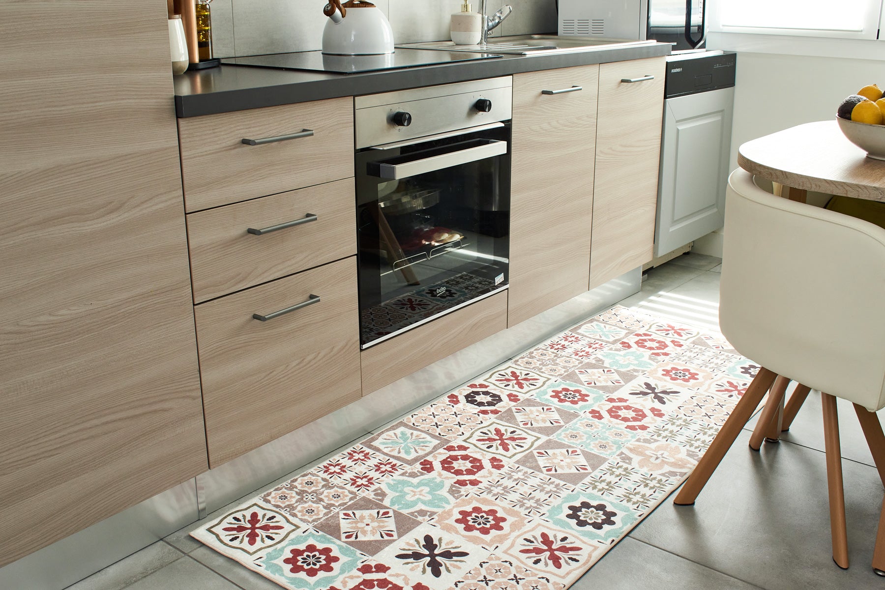 Azulejo - Alfombra de Cocina Interior - Poliéster Estampado - Multicolor