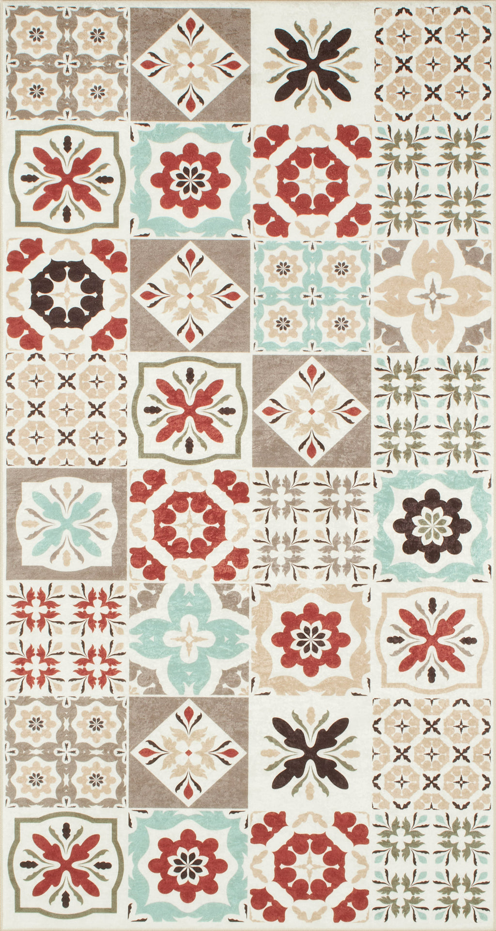 Azulejo - Alfombra de Cocina Interior - Poliéster Estampado - Multicolor