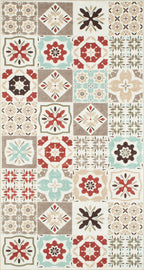 Azulejo - Alfombra de Cocina Interior - Poliéster Estampado - Multicolor