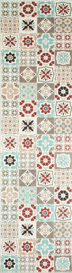 Azulejo - Alfombra de Cocina Interior - Poliéster Estampado - Multicolor