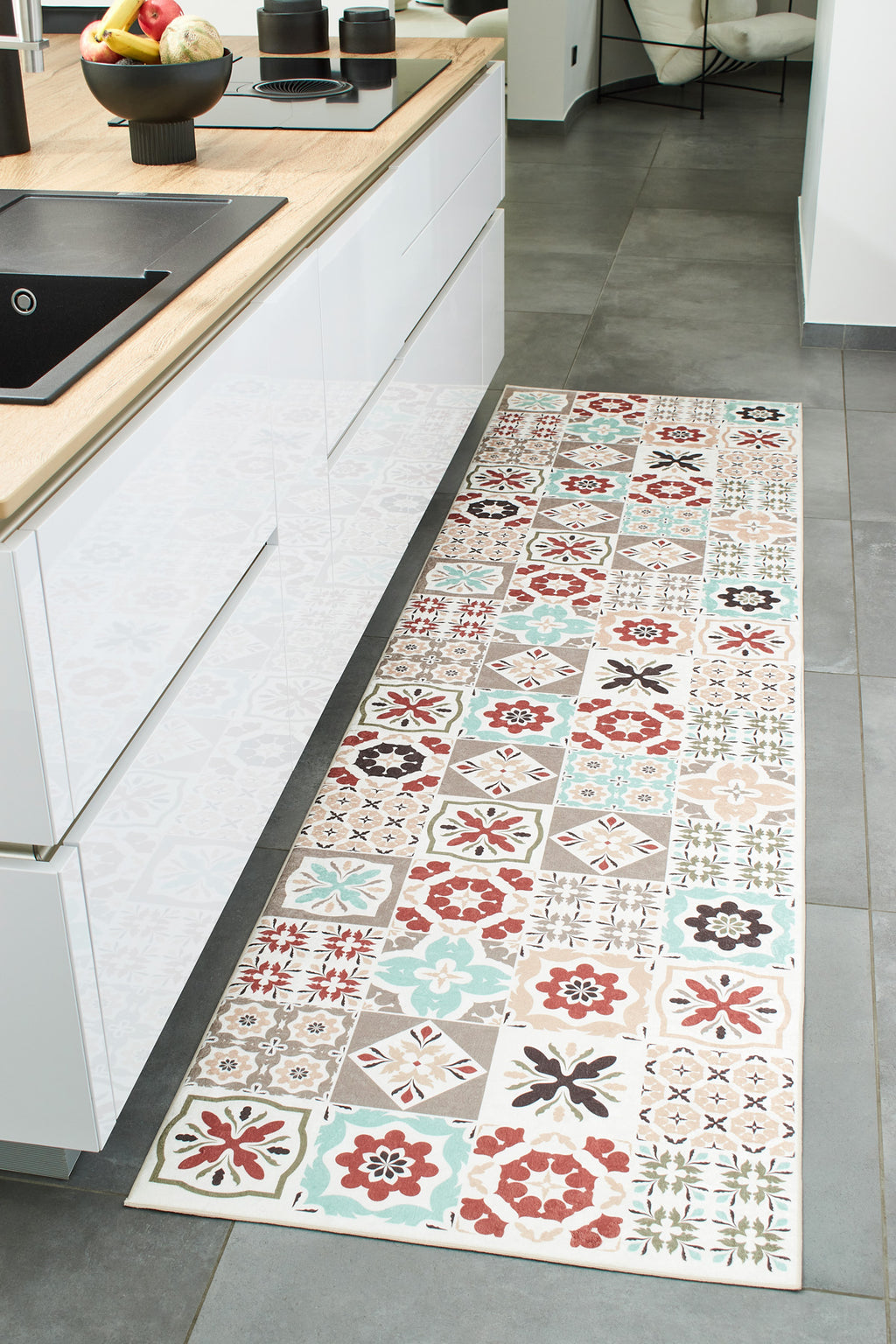 Azulejo - Alfombra de Cocina Interior - Poliéster Estampado - Multicolor