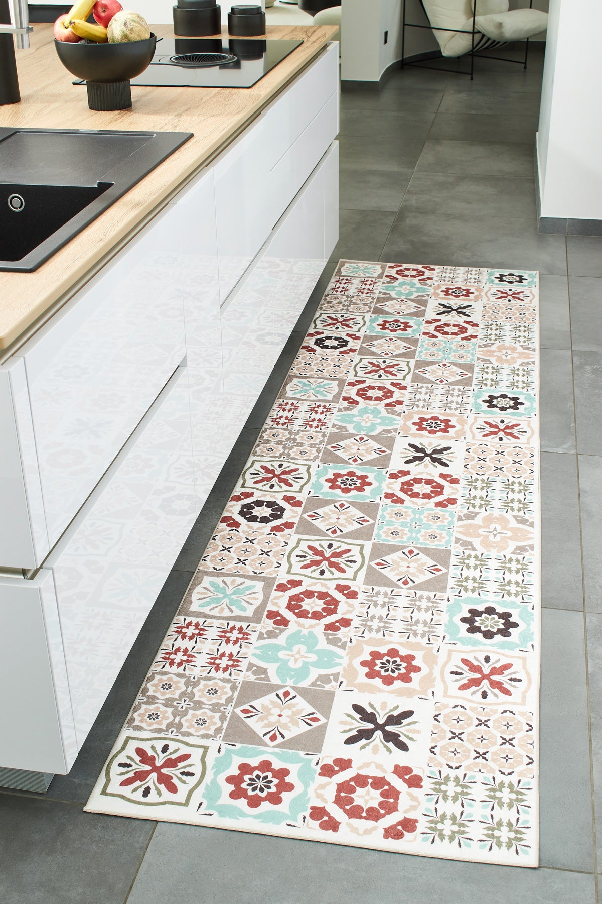 Azulejo - Alfombra de Cocina Interior - Poliéster Estampado - Multicolor