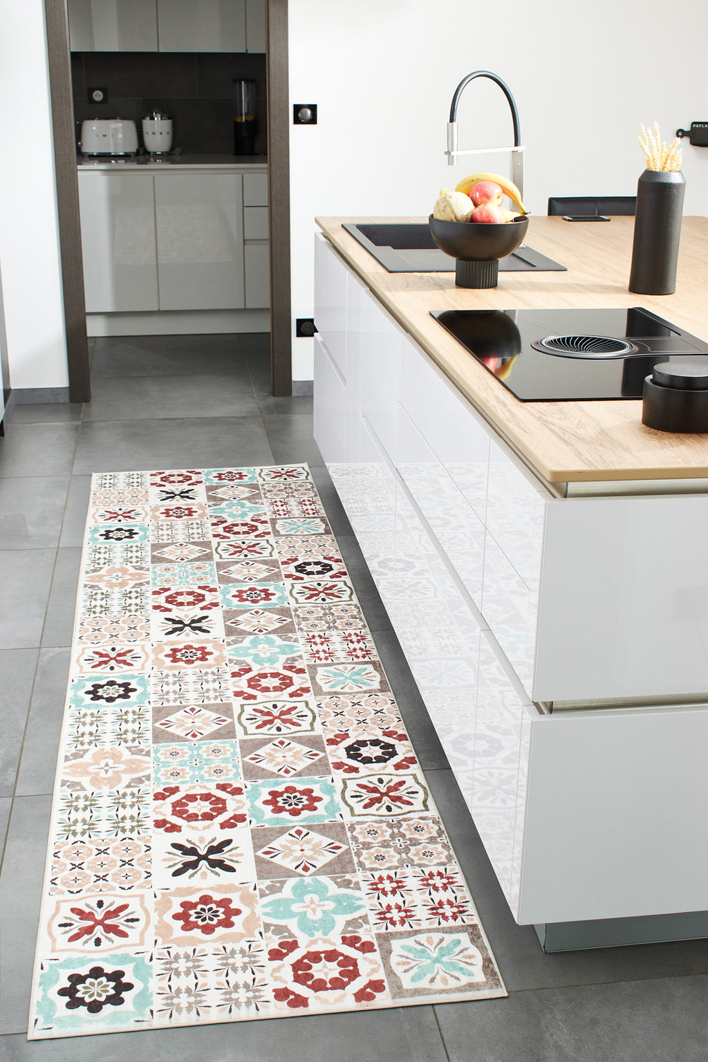 Azulejo - Alfombra de Cocina Interior - Poliéster Estampado - Multicolor