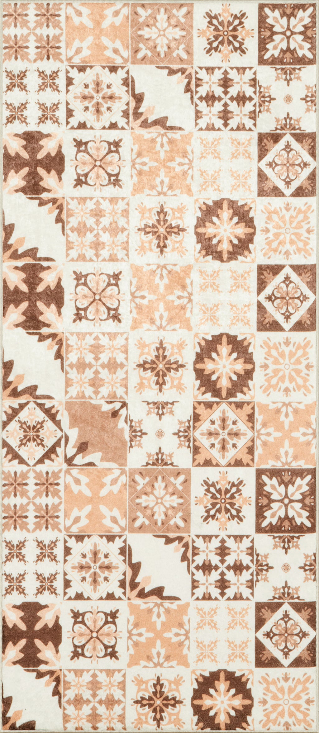 Azulejo - Alfombra de Cocina Interior - Poliéster Estampado - Naranja