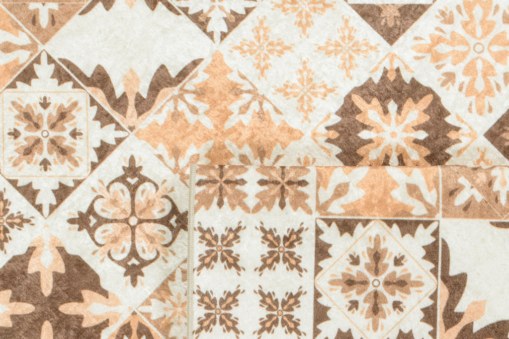 Azulejo - Alfombra de Cocina Interior - Poliéster Estampado - Naranja