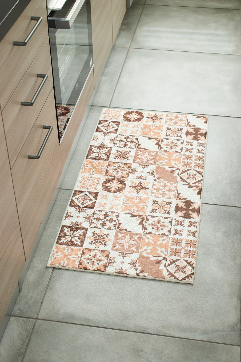 Azulejo - Alfombra de Cocina Interior - Poliéster Estampado - Naranja