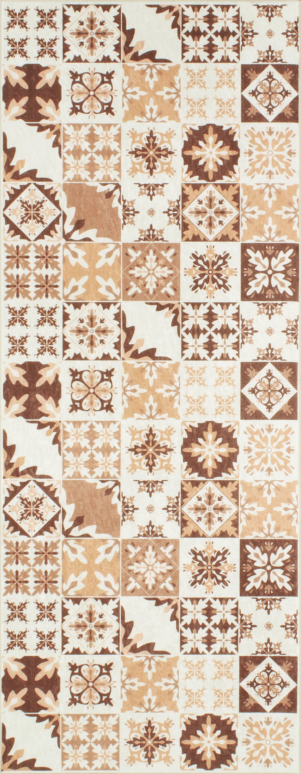 Azulejo - Alfombra de Cocina Interior - Poliéster Estampado - Naranja