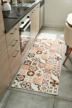 Azulejo - Alfombra de Cocina Interior - Poliéster Estampado - Naranja