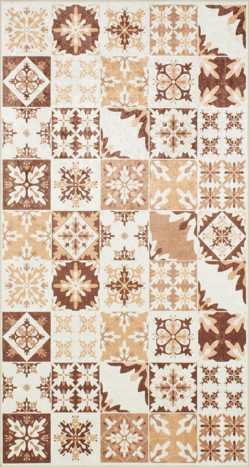 Azulejo - Alfombra de Cocina Interior - Poliéster Estampado - Naranja