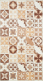Azulejo - Alfombra de Cocina Interior - Poliéster Estampado - Naranja