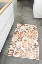 Azulejo - Alfombra de Cocina Interior - Poliéster Estampado - Naranja