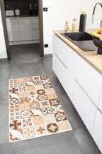 Azulejo - Alfombra de Cocina Interior - Poliéster Estampado - Naranja