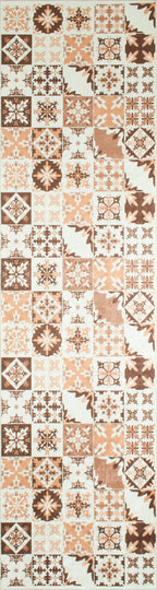 Azulejo - Alfombra de Cocina Interior - Poliéster Estampado - Naranja