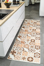 Azulejo - Alfombra de Cocina Interior - Poliéster Estampado - Naranja