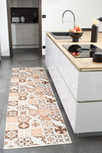 Azulejo - Alfombra de Cocina Interior - Poliéster Estampado - Naranja