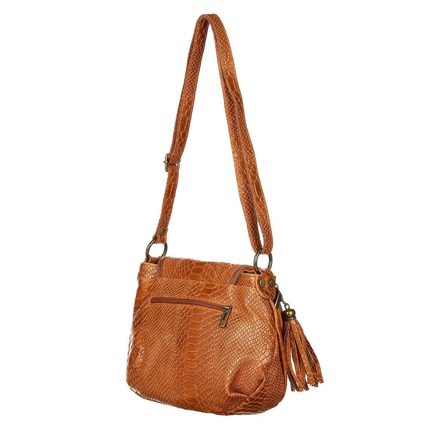 Lana Croco Crossbody Bag - Camel
