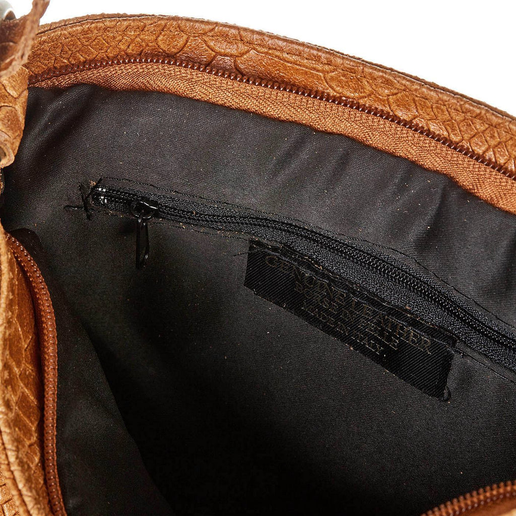 Lana Croco Crossbody Bag - Camel