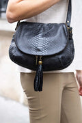 Sac En Bandoulière Lana Croco - Noir