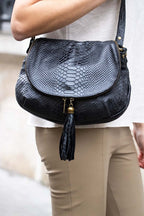 Sac En Bandoulière Lana Croco - Noir
