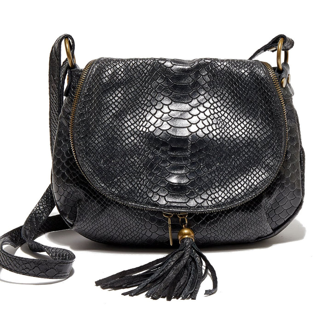 Sac En Bandoulière Lana Croco - Noir