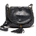 Sac En Bandoulière Lana Croco - Noir