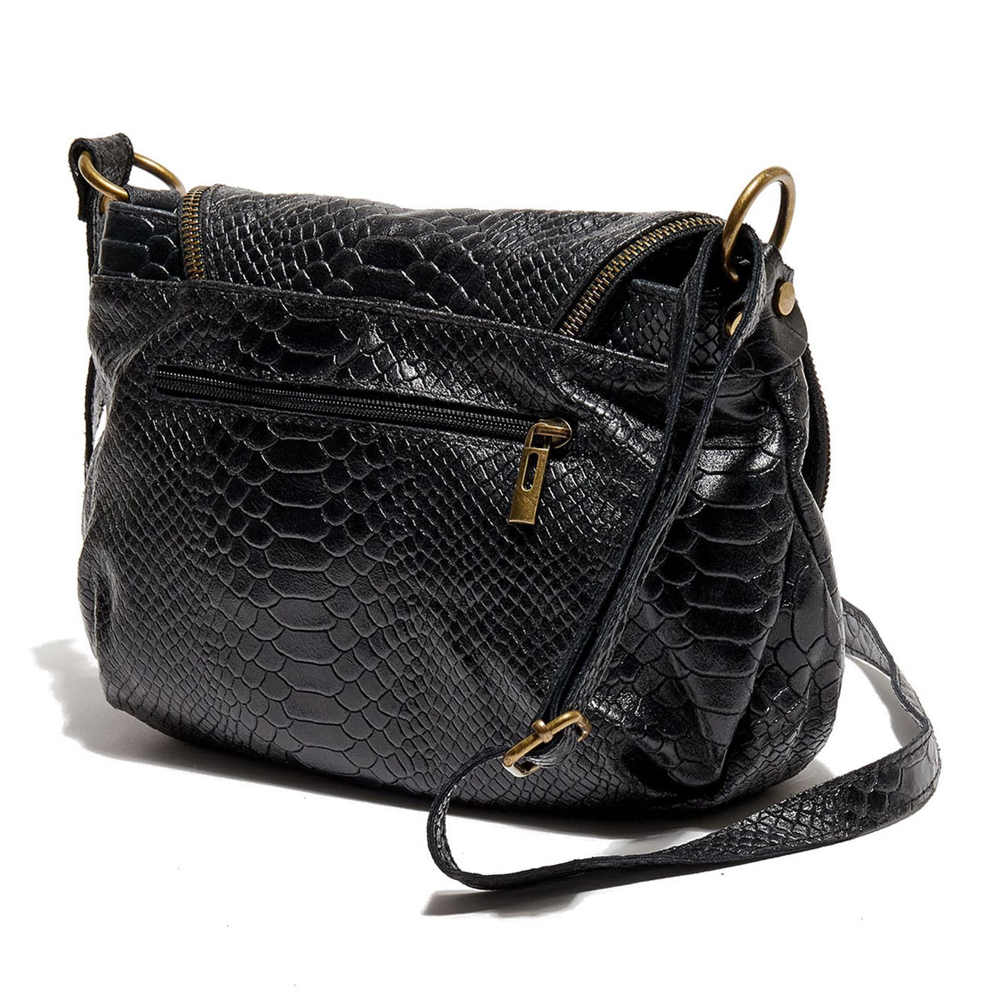 Sac En Bandoulière Lana Croco - Noir
