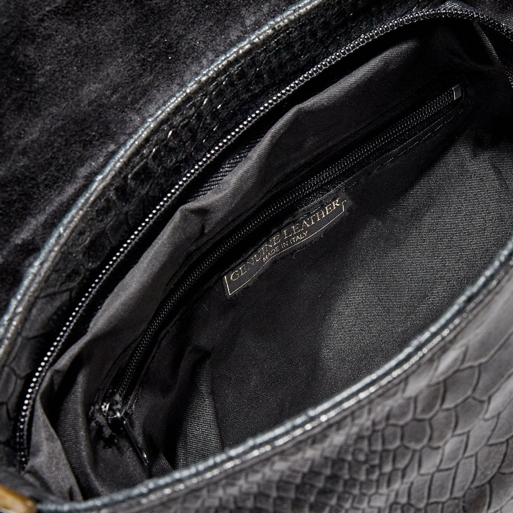 Sac En Bandoulière Lana Croco - Noir