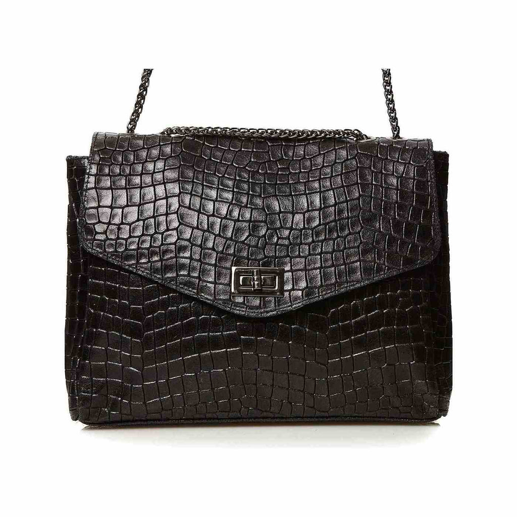 Bolso de hombro Maku de cocodrilo - Negro