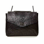Bolso de hombro Maku de cocodrilo - Negro