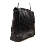 Bolso de hombro Maku de cocodrilo - Negro