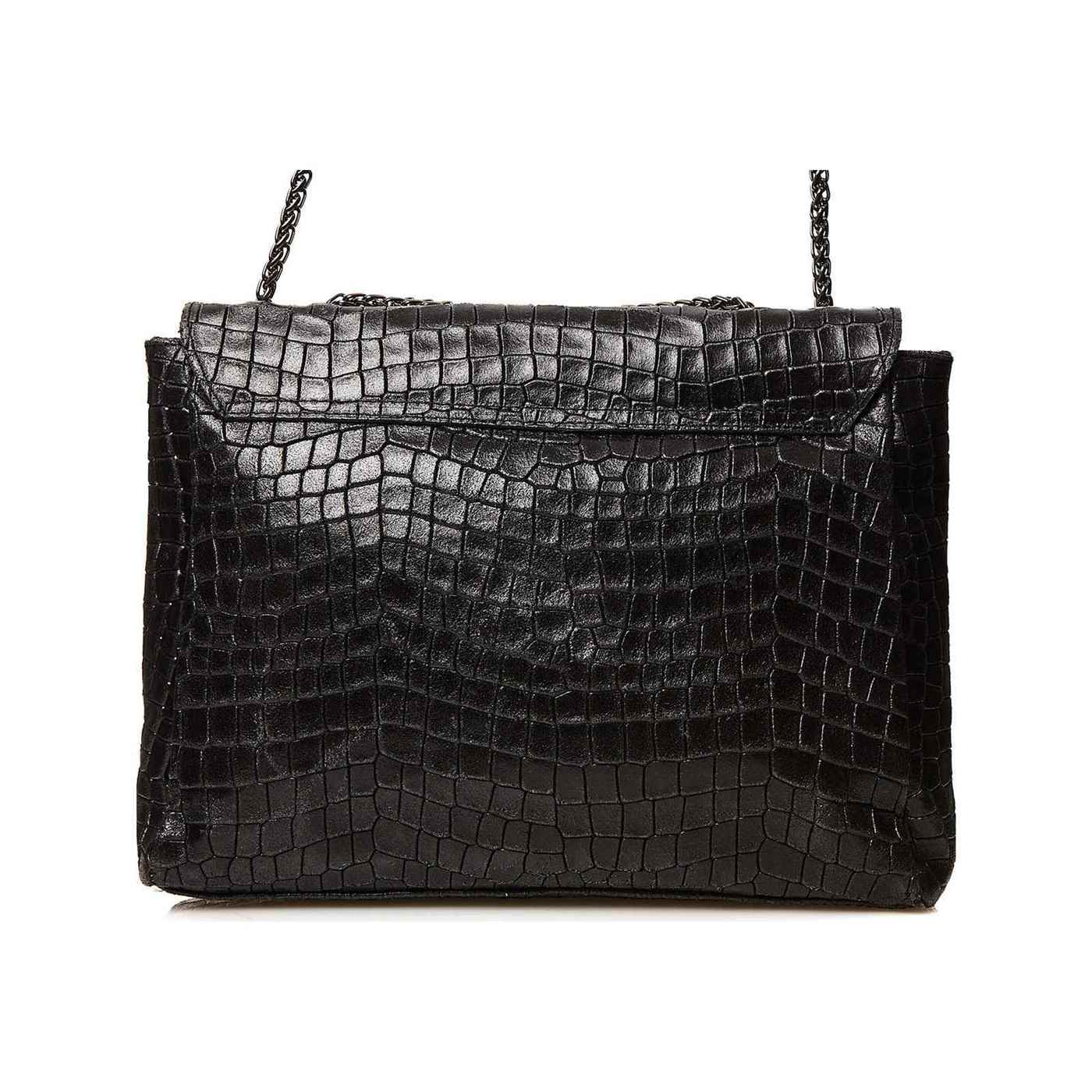 Bolso de hombro Maku de cocodrilo - Negro