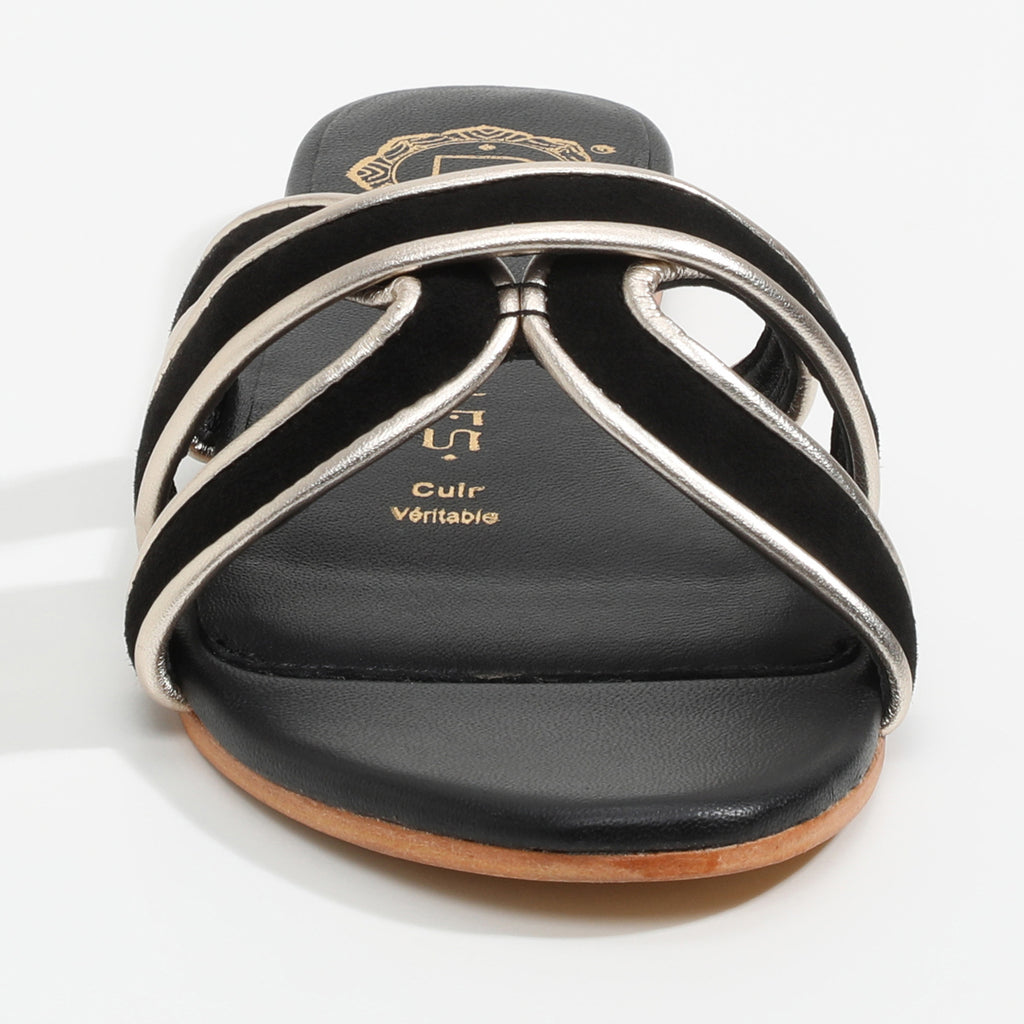Sandales Myrtice - Black + Gold
