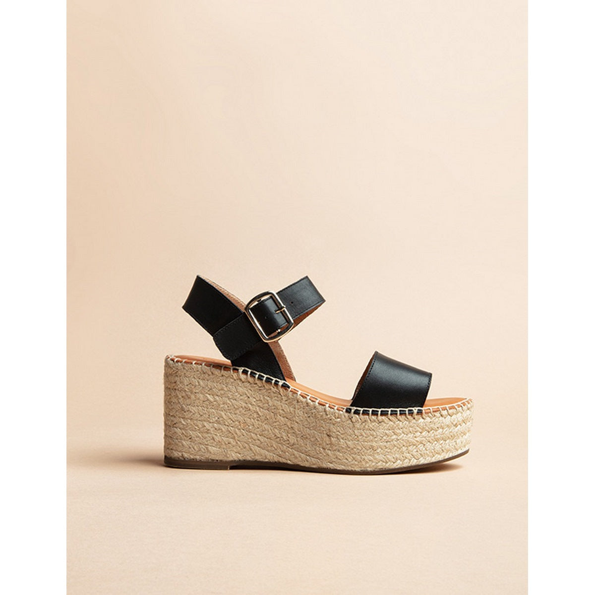 Espadrilles Plateforme Casablanca - Cuir Noir - Femme