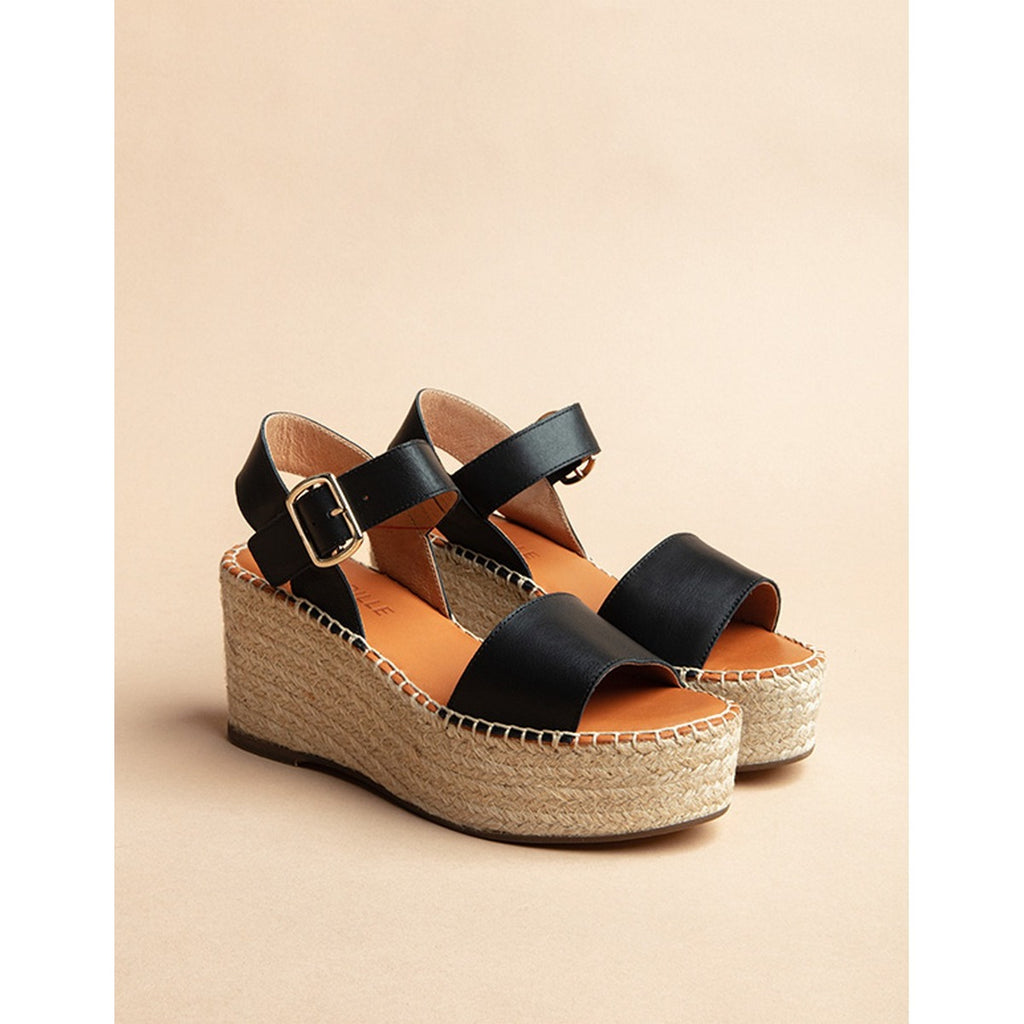 Espadrilles Plateforme Casablanca - Cuir Noir - Femme