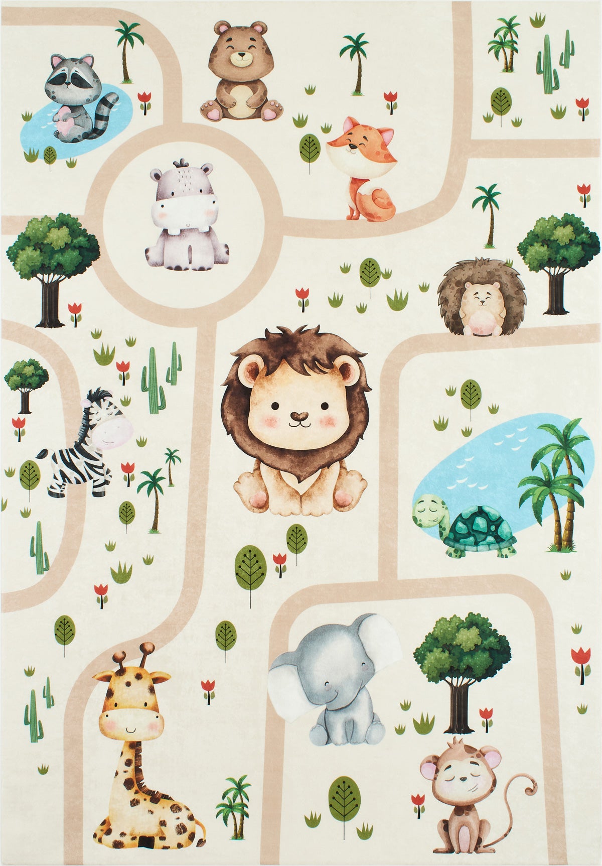 Happy - Alfombra Interior - Poliéster Estampado - Beige