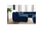 Jeanne - Fixed Modular Corner Sofa - Textured Fabric with 4 Armless Chairs, 1 Corner Unit and 1 Pouffe