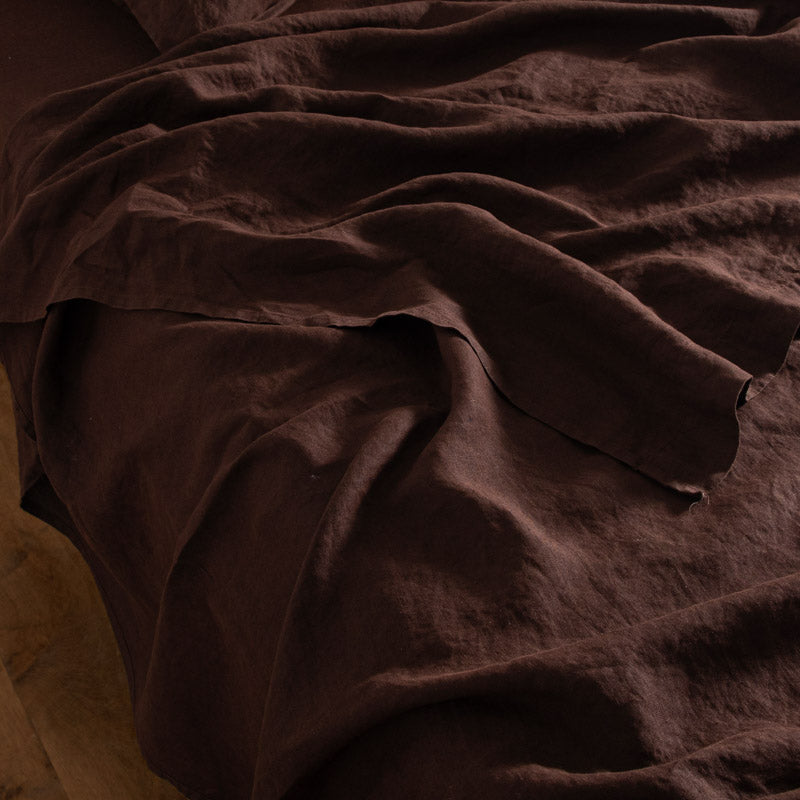 Flat Sheet - Washed Linen - Cacao