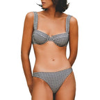 Braguita de bikini estilo balconette a cuadros en blanco y negro - Negro - Robin Collection -La Bradery
