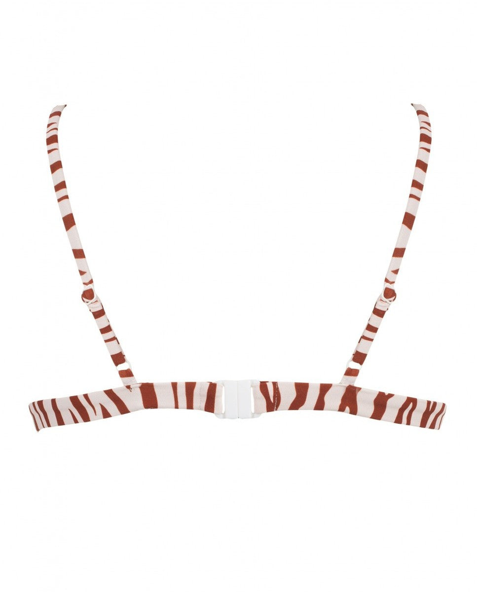 Top de bikini deportivo con cebra - Marrón
