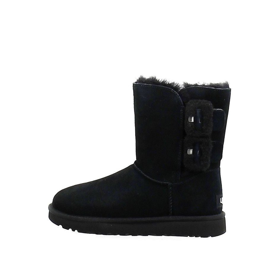 Bailey Fluff Buckle Boots - Black - Women - UGG - The Bradery