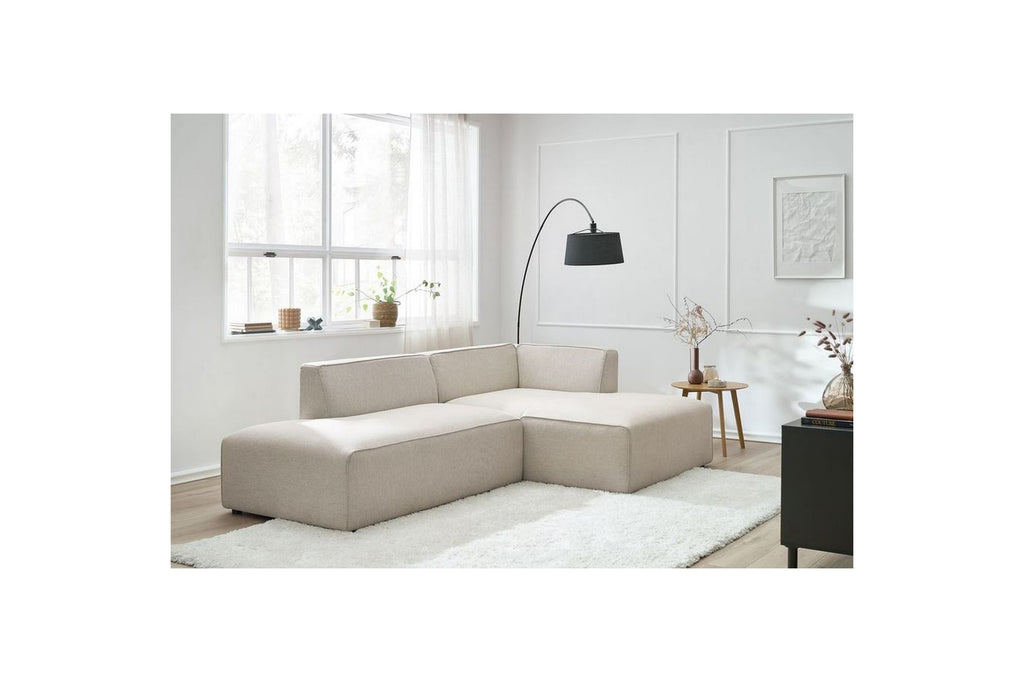 Canapé d'angle fixe MEGEVE tissu lisse - Angle droit - BOBOCHIC - The Bradery